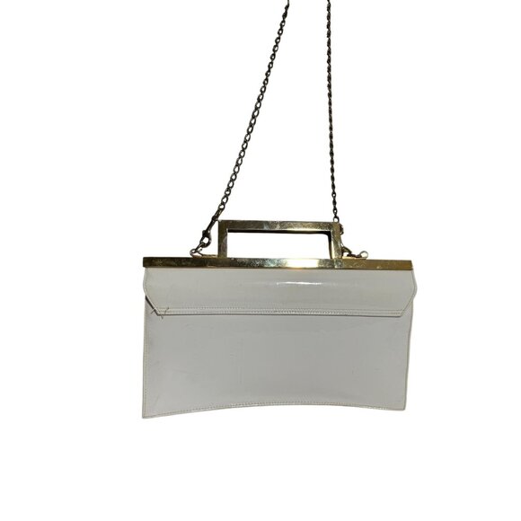 Vintage Patent Leather Structured Hand Shoulder Bag Womens Elegant Evening - Picture 5 of 6